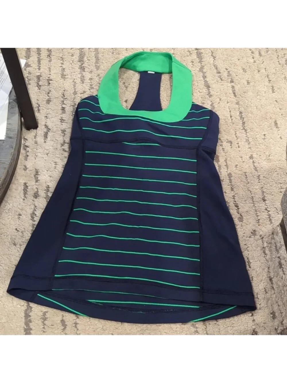 Lululemon Scoop Neck Tank *Luon Light Slalom Stripe Inkwell /Green Bean/ Inkwell